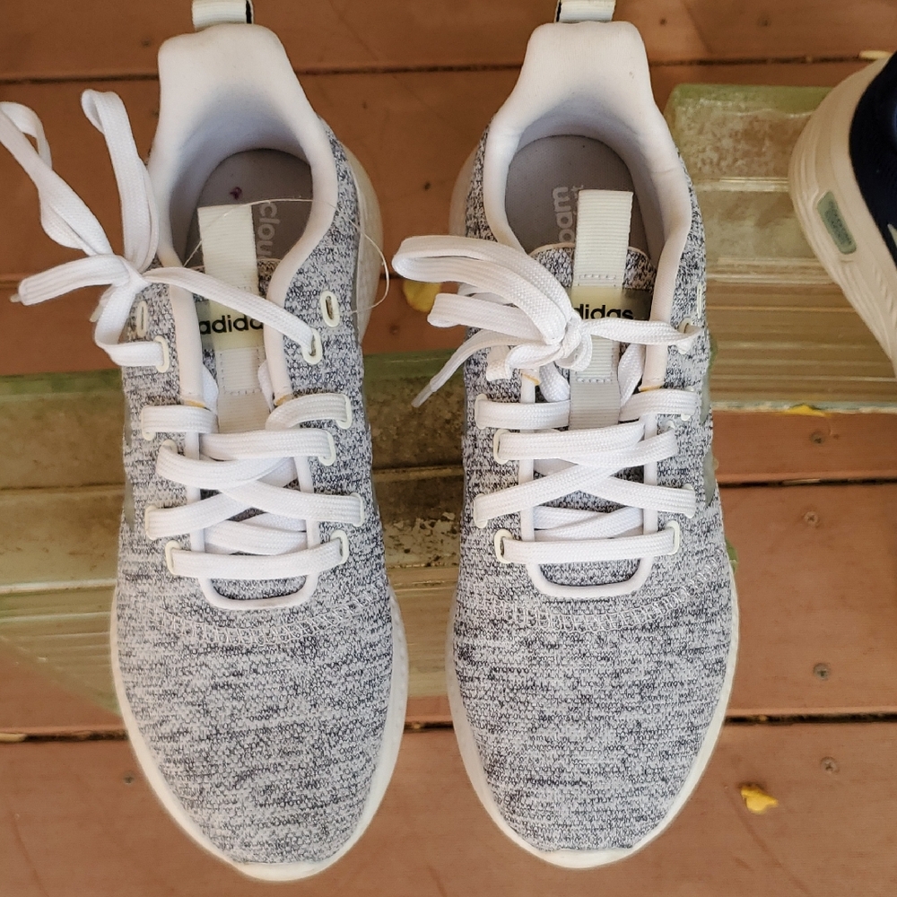 Adidas Cloudfoam Knit Sneakers in Gray and White